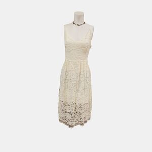 H & M Two-Layer white  Lace‎ on Dress Size 14 Below Knee Length cottagecore